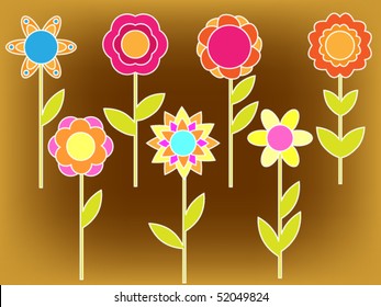 Colorful vector flower collection