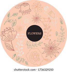 Colorful vector flower doodles in minimalism style for any design 