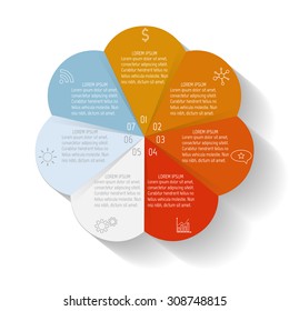 Colorful vector flower infographic banner template. Sequence banners with options. Progress banner template with thin linear diagrams and icons. Business infographic design elements EPS10.