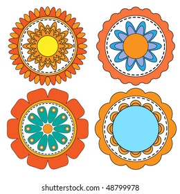 Colorful vector flower labels