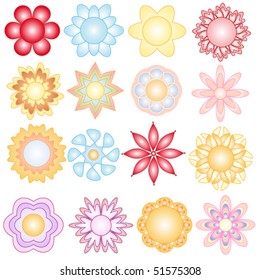 Colorful vector flower ornament collection