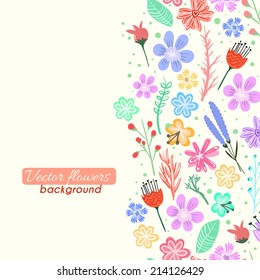 Colorful vector flowers background