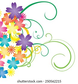 colorful vector flowers isolated on white