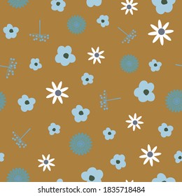 Colorful vector flowers seamless repeat pattern