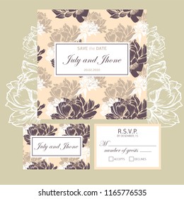 Colorful vector flowers set. Lilly, peony, daisy, petunia, rose.