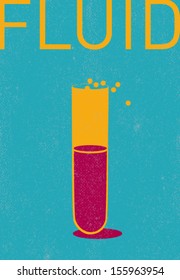 colorful vector fluid in a test tube - retro illustration