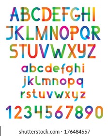 Colorful vector font and numbers. 