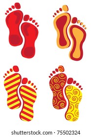Colorful vector footprint design