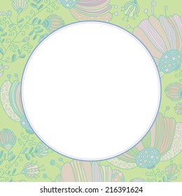 Colorful vector frame with flowers design. You can use it for invitations, flyers, postcards, cards and so on.