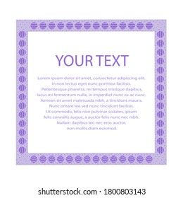 Enfoque vectorial colorido con planetas lilac. Plantilla de vectores para tarjeta, pegatinas para notas, pegatinas, banner