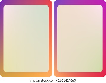 Colorful vector frame web design background. Two blank vertical banners, mobile app or ux design mockups isolated on white background