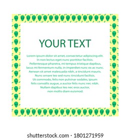 Colorful vector frame with yellow background and aliens. Vector template for card, stickers for notes, stickers, banner