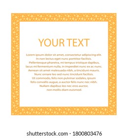 Colorful vector frame with yellow stars and circles. Vector template for card, stickers for notes, stickers, banner