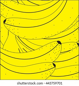 Colorful vector with fresh bananas. Creative digital illustration with useful fruits.