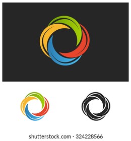 Colorful vector funnel abstract logo. Twisting icon. Hurricane sign. Banana symbol. Nature parks leaves.