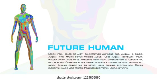 Colorful vector future human body on white