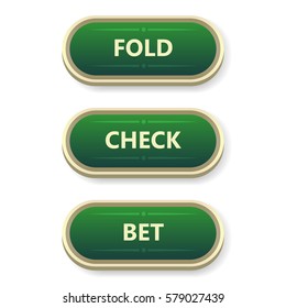Colorful vector gambling and poker buttons with text.