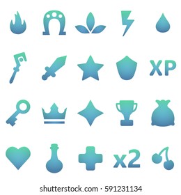 Colorful vector gaming icons set. Ready assets set for game design and web application.