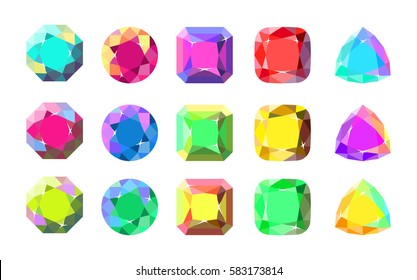 Colorful vector gems. Flat design illustration