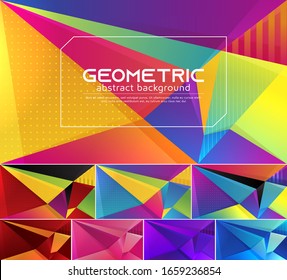 Fondo abstracto geométrico vectorial colorido. Aplicable al fondo web, elemento de diseño, afiche de pared, página de inicio, papel mural y elemento de medios sociales