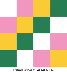 Colorful vector geometric checkered seamless pattern. Checkered wallpaper print, checkered mosaic grid. Universal for use in printing, textiles, packaging, cards, posters. Easily scaled and edited.