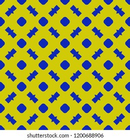 Colorful vector geometric seamless pattern with small circles and lines. Funky style dotted texture. Trendy bright colors, lime green and electric blue. Stylish minimal background. Repeatable design
