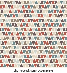 Colorful vector geometric seamless pattern. Stylish graphic texture with curved shapes, wavy lines, stripes. Abstract mosaic background. Retro vintage style. Repeat design for decor, prints, textile