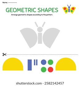 colorful vector geometric shapes kids worksheet 