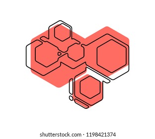 Colorful vector geometrical figures isolated on white. Background of hexagons.