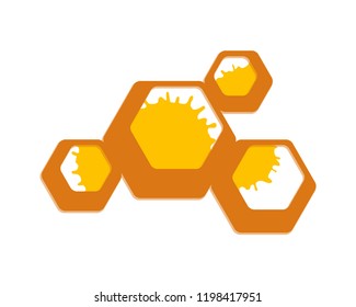 Colorful vector geometrical figures. Warm honey yellow background of hexagons. 