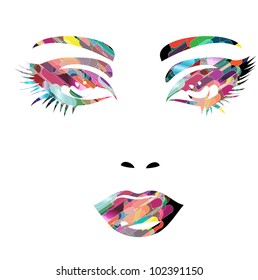 Colorful Vector Girl Face