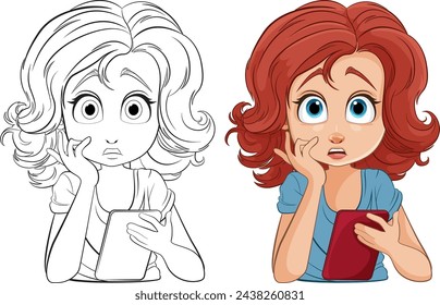 Colorful vector of a girl reacting with surprise