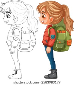 Colorful vector of a girl ready for adventure