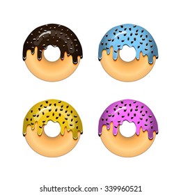 Colorful vector glazed donuts