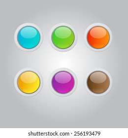 colorful vector glossy buttons set