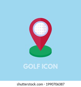 Colorful vector golf icon. Map marker, pointer for golf club.