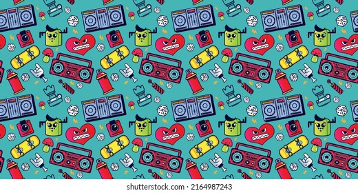 Colorful Vector Graffitti Music Pattern