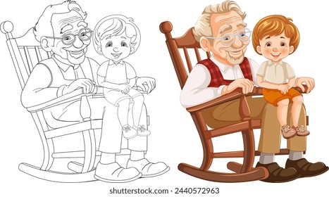Colorful vector of grandparent with grandchild