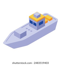 Colorful vector graphic of an isometric cargo ship, ideal for logistics and transportation themes