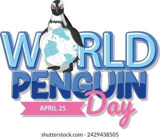 Colorful vector graphic for World Penguin Day, April 25