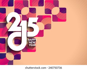 Colorful vector greeting card design for happy new year 2015. 