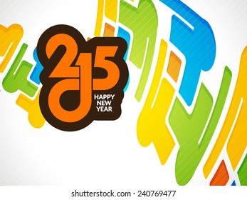 Colorful vector greeting card design for happy new year 2015. 