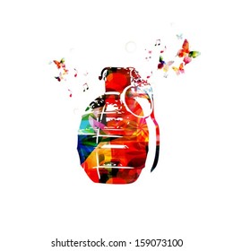 Colorful vector grenade background with butterflies.