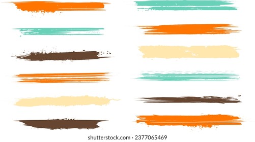 Colorful Vector Grunge Paint Brush Stroke Set with Transparent Background