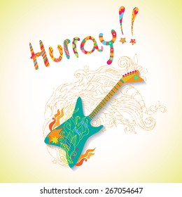 Colorful vector guitar illustration. Can be used for fabrics, wallpapers, stickers, design and decoration.
