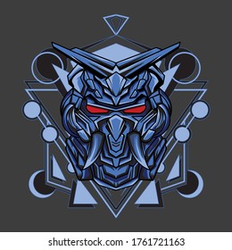 Colorful vector Gundam robot mecha blue design. Design for background and print on demand