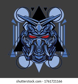 Colorful vector Gundam robot mecha blue design. Design for background and print on demand
