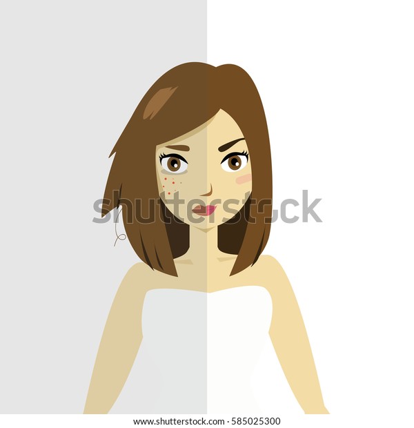 Colorful Vector Half Sad Pretty Woman Stock Vector Royalty Free