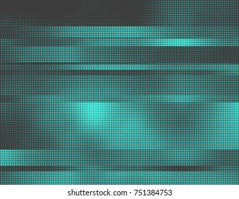 Colorful vector halftone background. Modern abstract illustration. Chaotic glitched grid of dots with different size. Segmented graphic gradient made of round particles. Element of design.