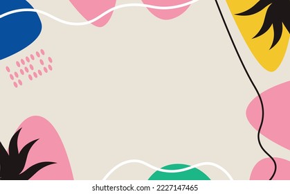 Colorful vector hand drawn background. Boho background with copyspace. Suitable for wallpaper, banner, cover, text placeholder, graphic template, and decoration.